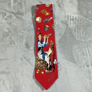 Vintage Norman Rockwell Tie Mens Saturday Evening Post Music Trumpet Brass 90s